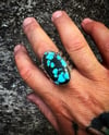WL&A Handmade Heavy Ingot Arrowhead Blue Moon Turquoise Ring - Size 13 