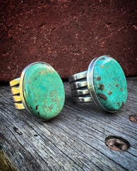 Image 1 of WL&A Handmade Heavy Ingot "Cuatro" Royston Green Turquoise Ring