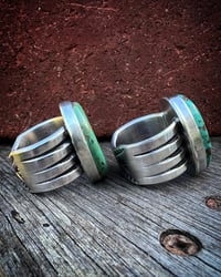 Image 4 of WL&A Handmade Heavy Ingot "Cuatro" Royston Green Turquoise Ring