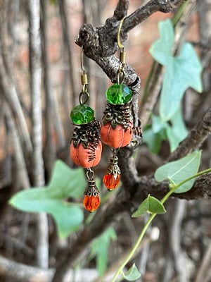 Dyed howlite pumpkin earrings