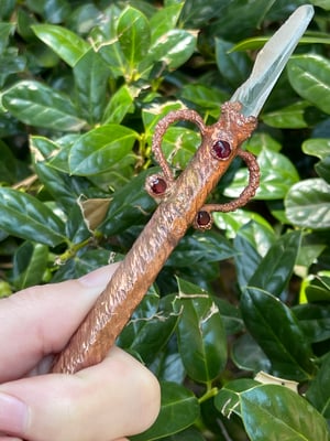 Lumerian Quartz and Garnet Copper Wand