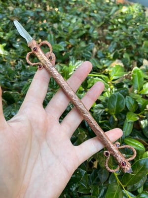 Lumerian Quartz and Garnet Copper Wand