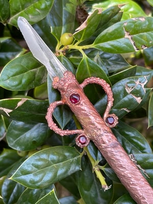 Lumerian Quartz and Garnet Copper Wand