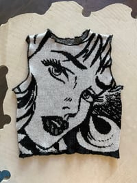 Image 4 of Merino wool knitted top Pop-Art black and white 