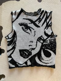 Image 5 of Merino wool knitted top Pop-Art black and white 