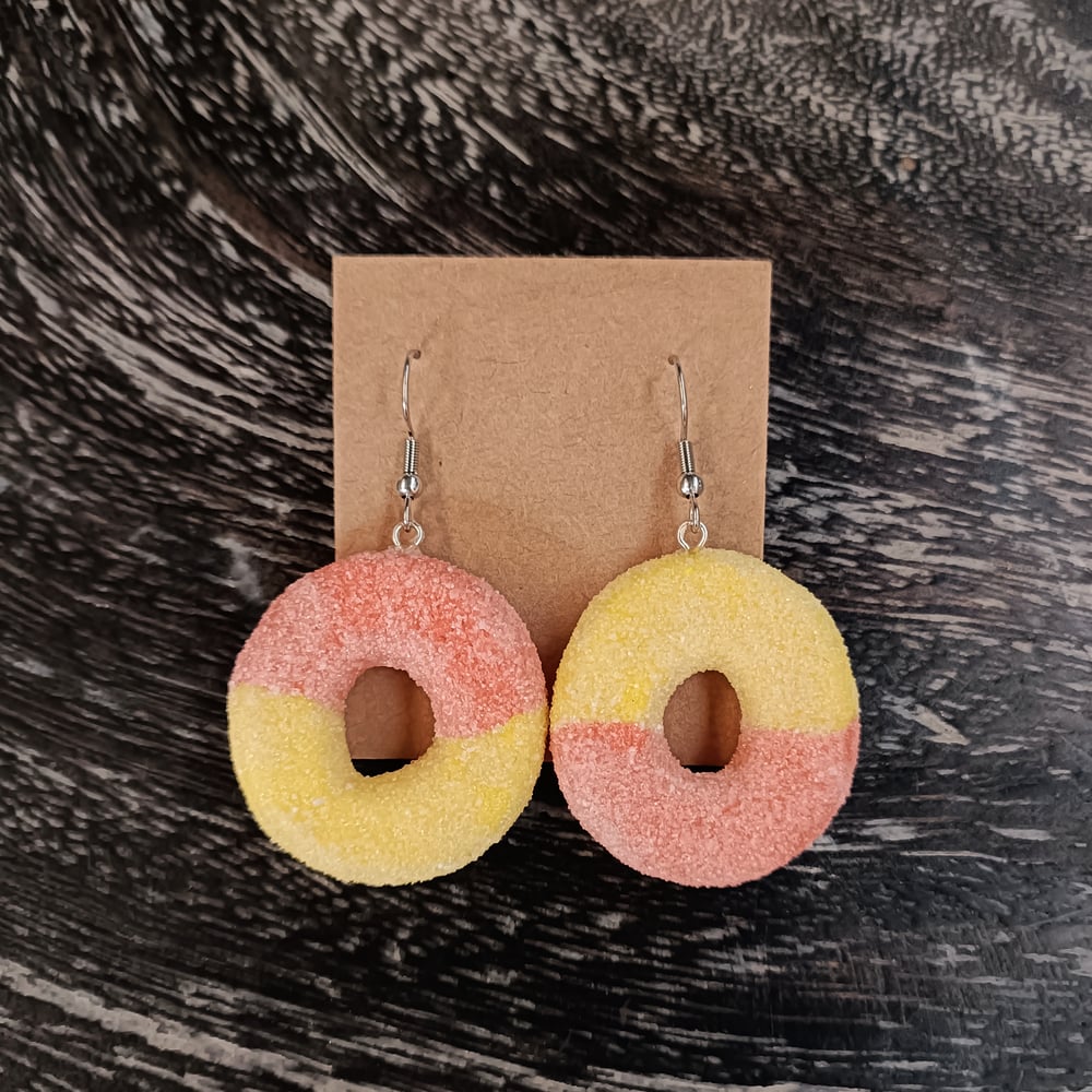 Peach ring earrings