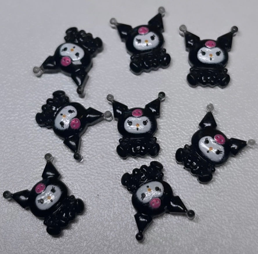 352 2PCS Clay Happy Kuromi Nail Charm - Black