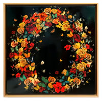 Image 1 of Original Canvas - Butterfly Wreath on Black - 30" x 30"