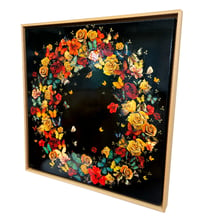 Image 2 of Original Canvas - Butterfly Wreath on Black - 30" x 30"