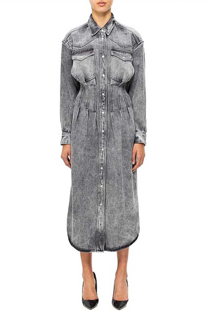 Image of ISABEL MARANT ÉTOILE ROMOA DENIM DRESS GREY