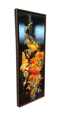 Image 2 of Original Canvas - Koi on Black/Aqua/Gold - 40cm x 120cm