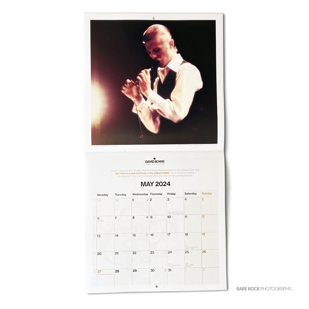 David Bowie 2024 Wall Calendar Rare Rock Photography