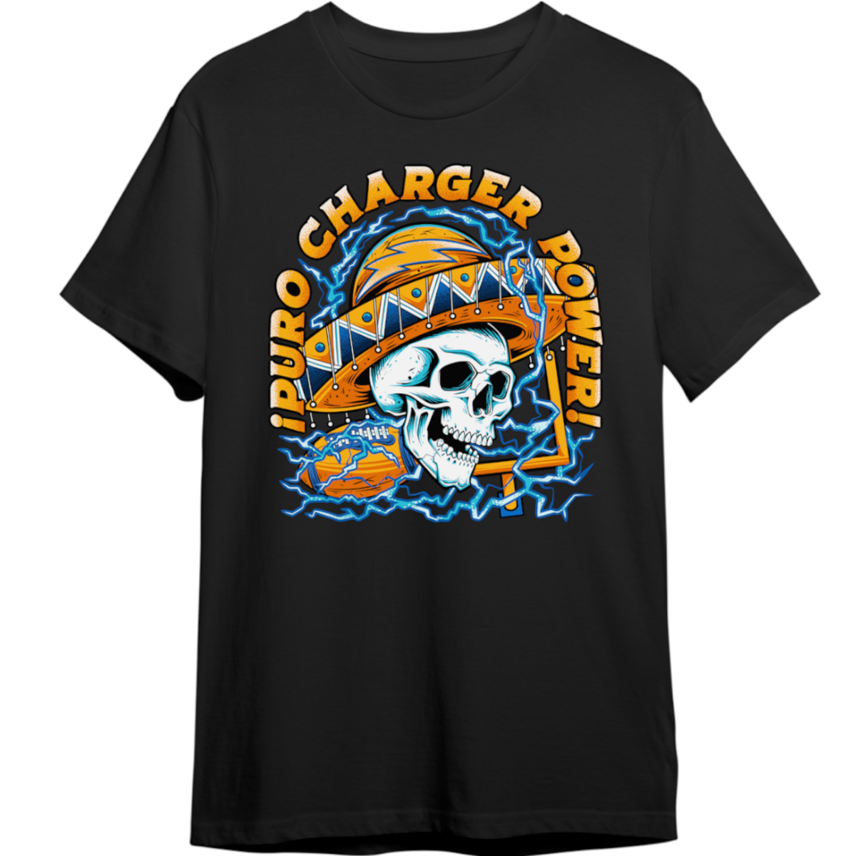 LA Chargers Puro Charger Power Mexican Skull T-Shirt