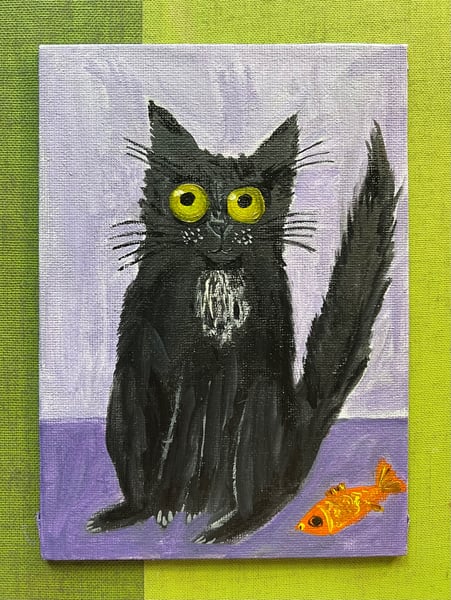 Image of Birdie "Mr. Buttons" - original oil painting