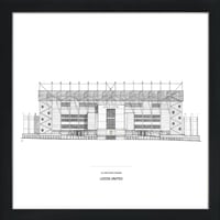 Elland Road Stadium Elevation Drawing - Leeds United Football Stadium Illustration - A3, A4, A5
