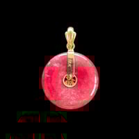 Image 2 of 10K Fu Fuku Fortune Zhong Disc Pendant Rhodonite