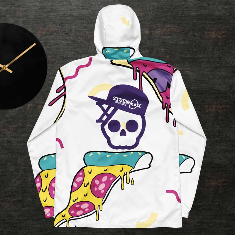 Purple Skull & Pizza Men’s Windbreaker Image 2