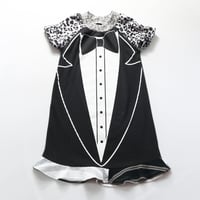 Image 1 of black tie formal tux tuxedo 5T black and white short sleeve dress courtneycourtney