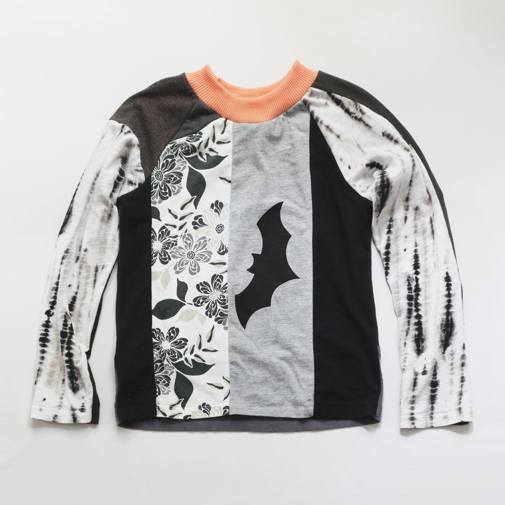 Image of halloween 6/7 black and white courtneycourtney TEE shirt top patchwork tshirt tees eco long sleeve