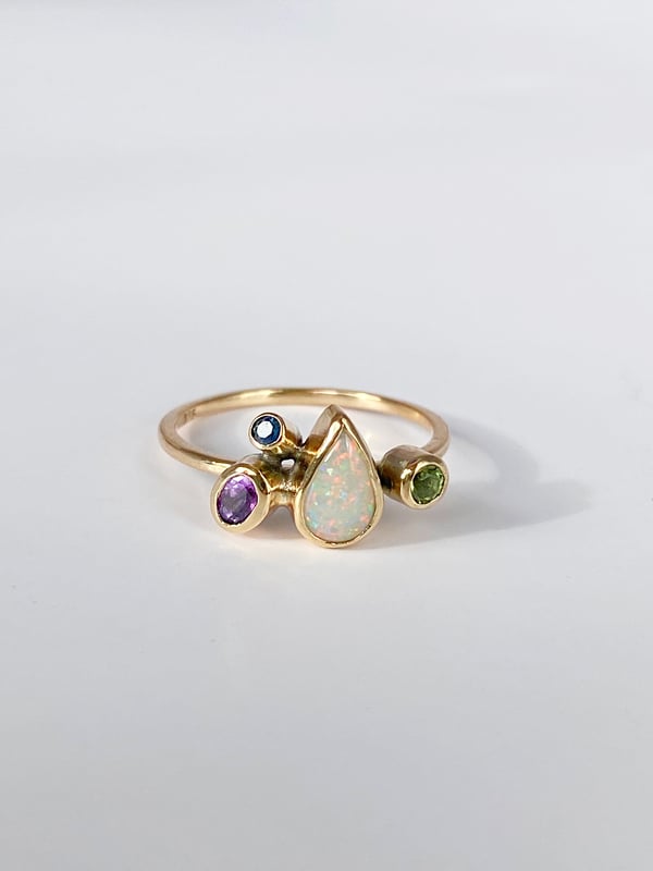 Image of Teardrop Crystal Opal Gold Ring