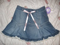 Image 1 of ᰔᩚ reworked lace pleated denim skirt  𓍢ִ໋🌷͙֒ ᰔᩚ