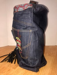 Image 2 of Reversible Denim Jeans  Messenger Bag W/Levis Details & Leather Belt Shoulder Strap