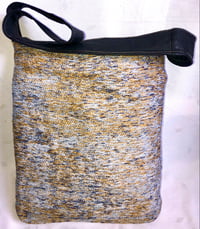 Image 4 of Reversible Jean Pant Messenger Bag Raw Denim & Bleached Denim Accent W/Tassel