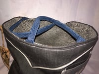 Image 4 of Reversible Charcoal Gray Denim Tote Bag With Wool Herringbone Inside, Big Pocket Details