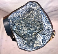 Image 4 of Reversible Charcoal Denim Messenger Bag With Multiple Pockets & Leather Shoulder Strap
