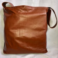 Image 2 of Reversible Indigo Denim Messenger Bag W/4 Way Storage Pockets, Leather Accent Button Front Detail