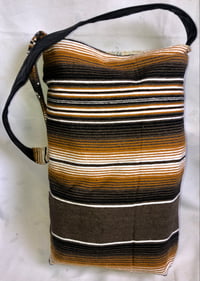 Image 5 of Reversible  Denim Jeans W/Textured Wooly Fabric, Brown Stripe Serapes Fabric Inside Contrast