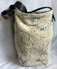 Image 2 of Reversible  Denim Jeans W/Textured Wooly Fabric, Brown Stripe Serapes Fabric Inside Contrast