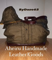 Image 1 of Quilted Nylon  Ski-Coat Reversible Messenger/Tote Bag, W/Cherry Leather  Accent & Handles