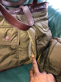Image 2 of Quilted Nylon  Ski-Coat Reversible Messenger/Tote Bag, W/Cherry Leather  Accent & Handles