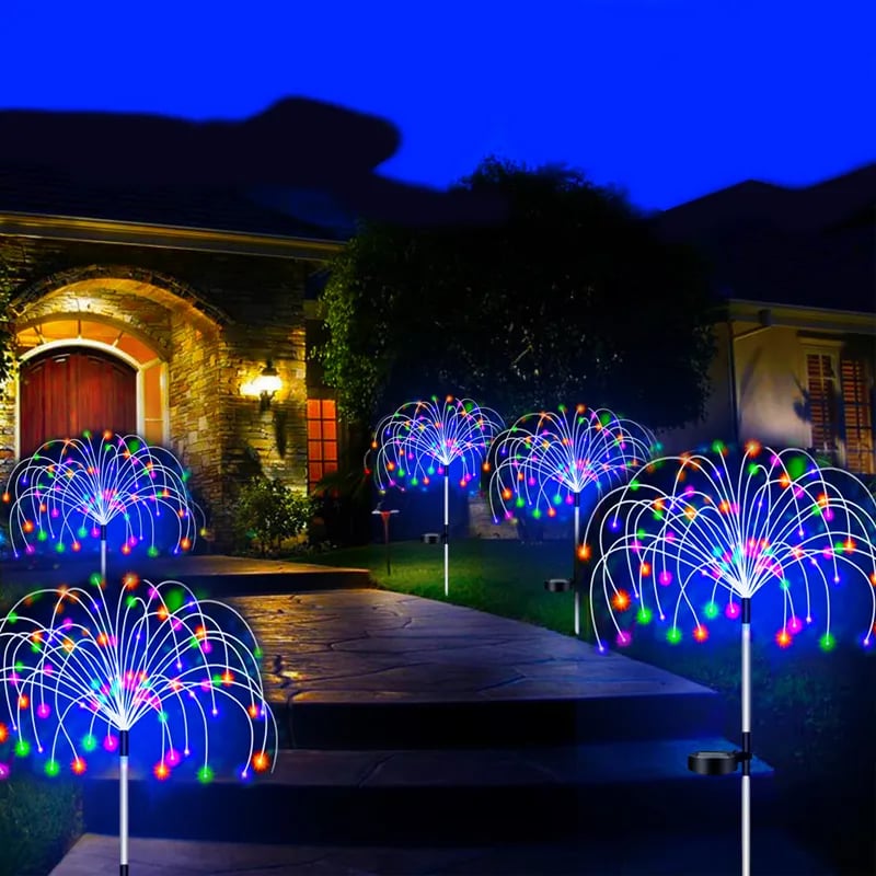Image of Solar Firework LED Stake Lights Outdoor Garden Decor Pathway Fairy Light Waterproof Yard Lawn Patio 