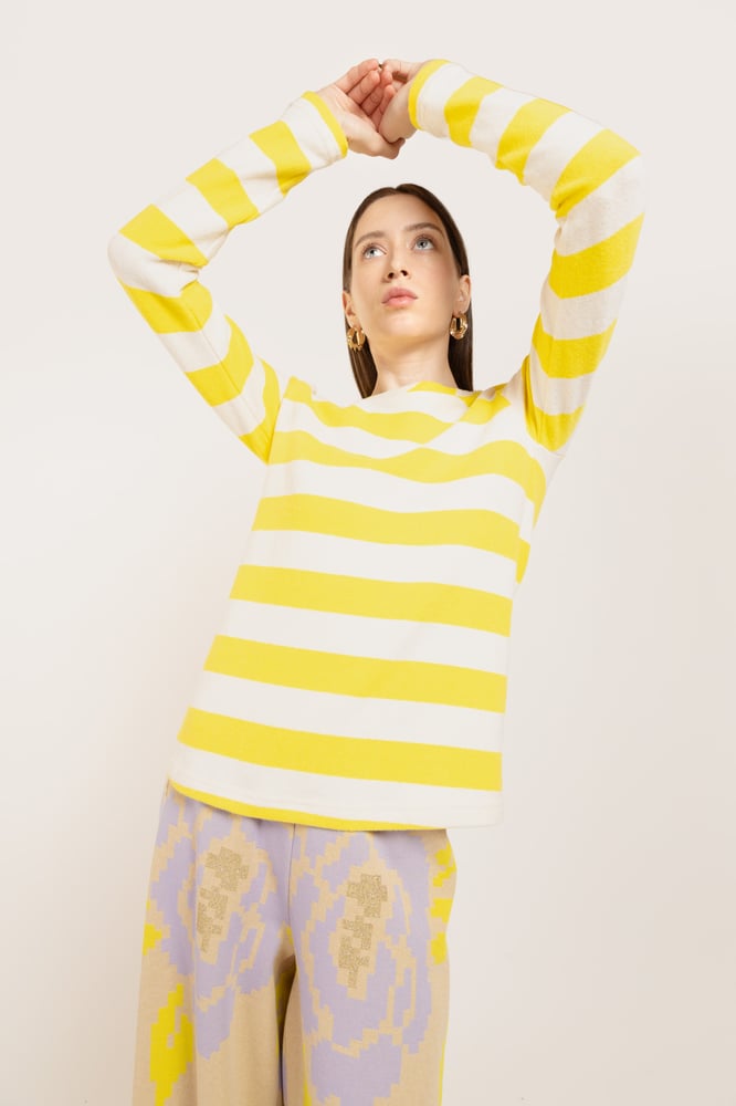 Image of MAGLIA MADAGASCAR STRIPES GIALLO/PANNA €105 - 50%