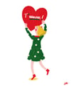 Collection automne illustration  " Coeur à message " - à personnaliser