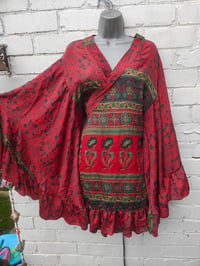 Image 1 of Amara dress wrap-red sari fabric