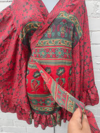 Image 3 of Amara dress wrap-red sari fabric