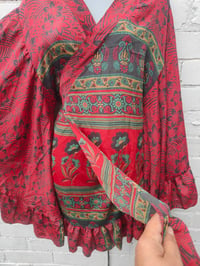 Image 4 of Amara dress wrap-red sari fabric