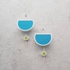 Silver Eclipse Drop Earrings in Shinbashiiro with Moon Stoppers in Green or Grey