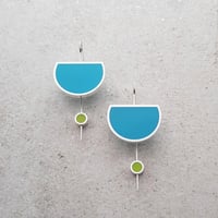 Image 2 of Silver Eclipse Drop Earrings in Shinbashiiro with Grey Stoppers