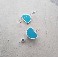 Image 3 of Silver Eclipse Drop Earrings in Shinbashiiro with Grey Stoppers