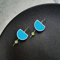Image 4 of Silver Eclipse Drop Earrings in Shinbashiiro with Grey Stoppers