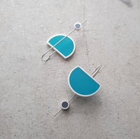 Image 5 of Silver Eclipse Drop Earrings in Shinbashiiro with Grey Stoppers