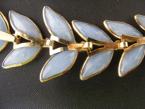 50s Crown Trifari Choker Necklace Blue Glass Leaf Wreath 