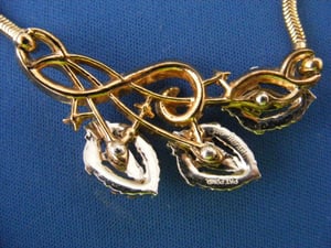 40s Trifari Necklace Pat Pend #7886 Rhinestone Gold Tone Snake Chain 