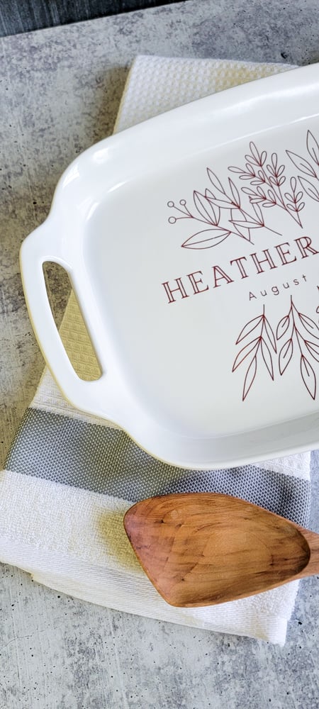 Image of Ceramic Tray Wedding or Anniversary Gift Oven Safe