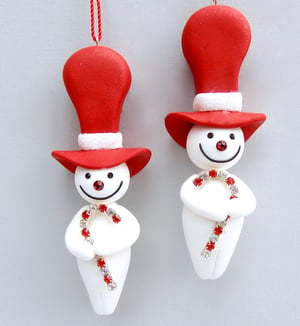 Image of 💙⛄️❤️BlueTophat w/ Crystal Snowflake or Red Tophat w/ Crystal Candycane Snowman