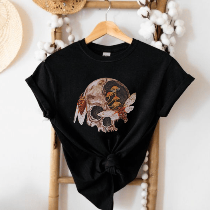 Image of Skull & Cicadas T-shirt BLACK